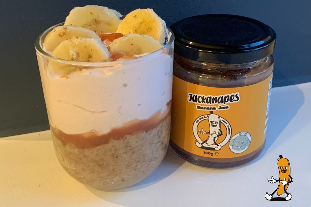 jackanapes breakfast banana pot using our banana jam oats milk and greek yoghurt