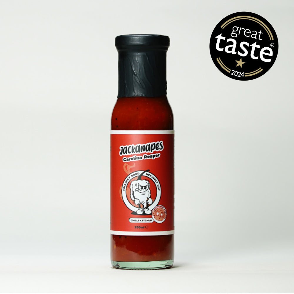 Carolina Reaper Chilli Ketchup by Jackanapes 250ml - Very Hot Vegan Ketchup Made with Carolina Reaper Peppers and Fresh Tomatoes - Made in the UK