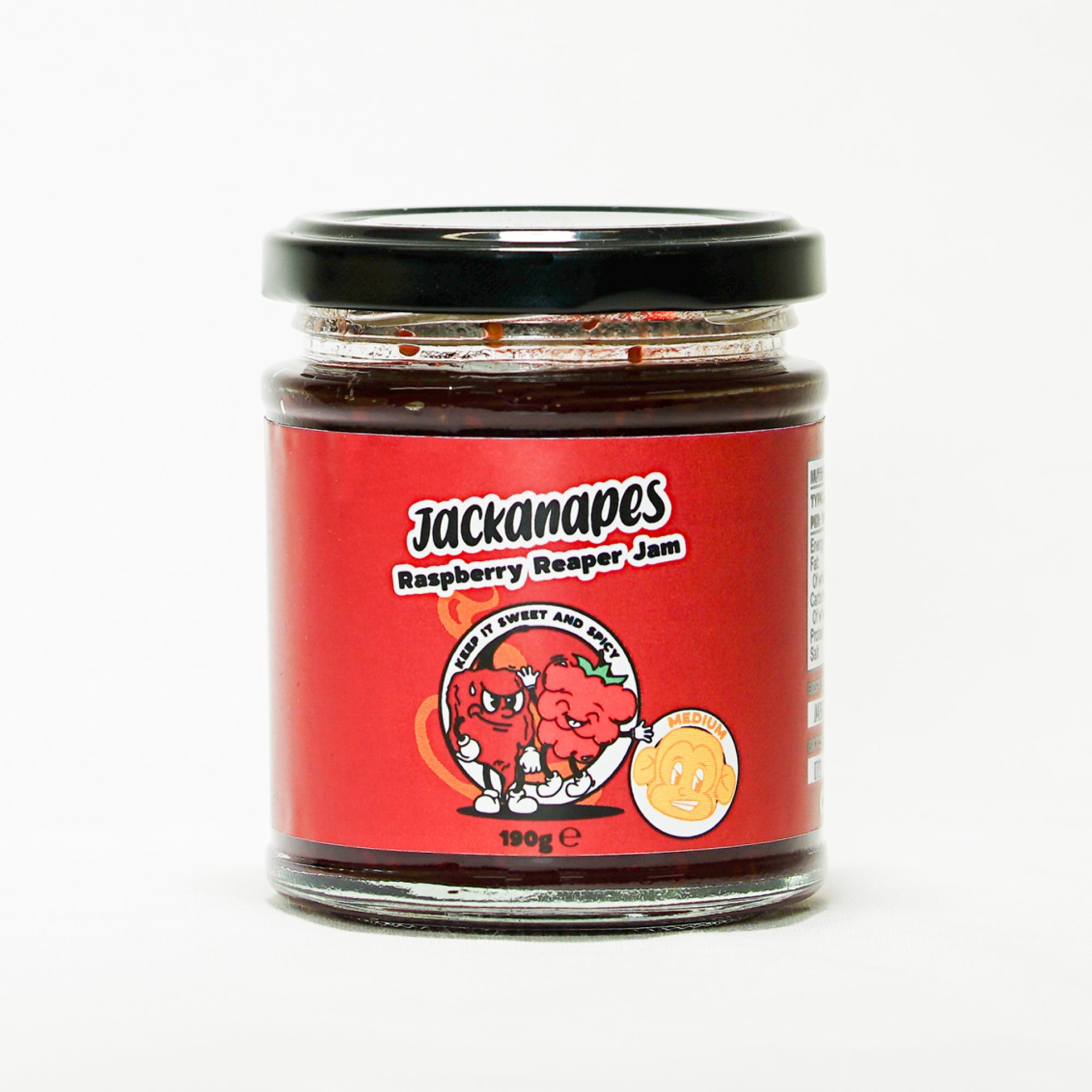 Raspberry Reaper Jam by Jackanapes 190g - Medium Heat Vegan Chilli Jam with Raspberries, Carolina Reaper and Scotch Bonnet Chillies - Made in the UK