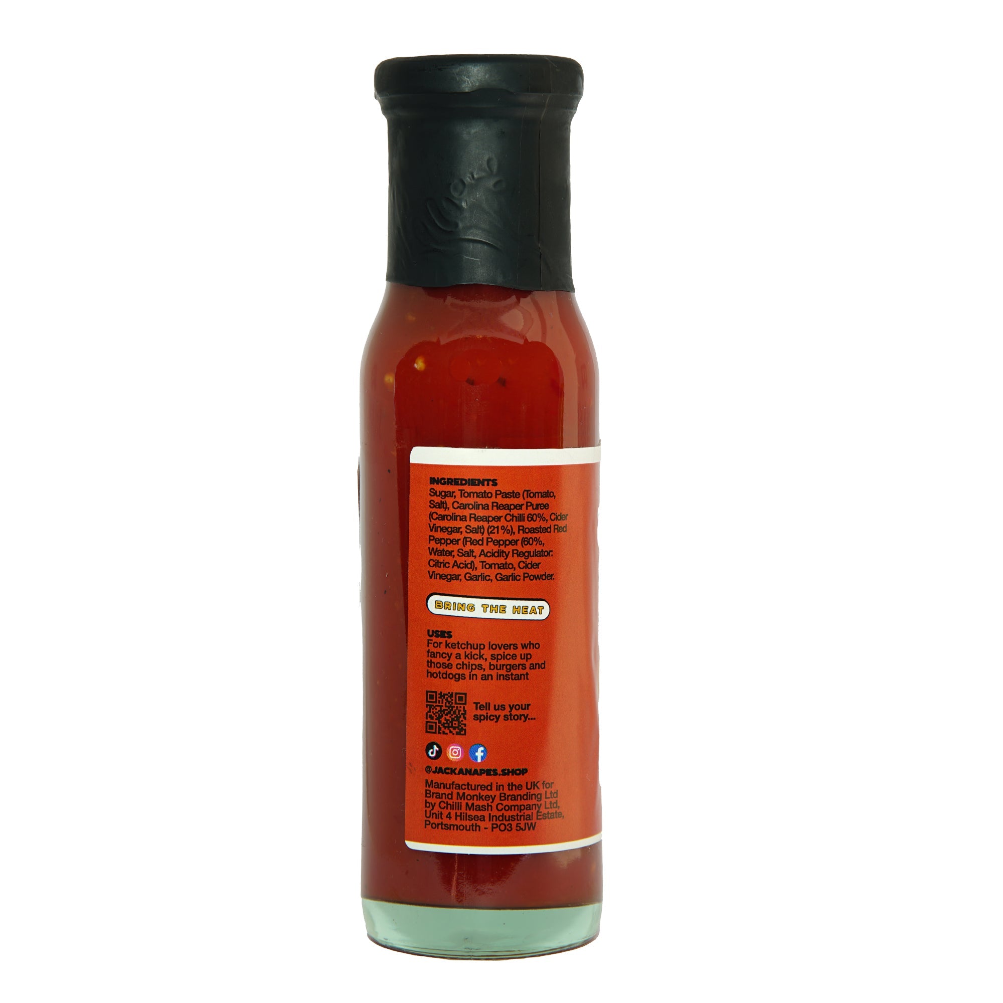 Carolina Reaper Chilli Ketchup by Jackanapes 250ml - Very Hot Vegan Ketchup Made with Carolina Reaper Peppers and Fresh Tomatoes - Made in the UK