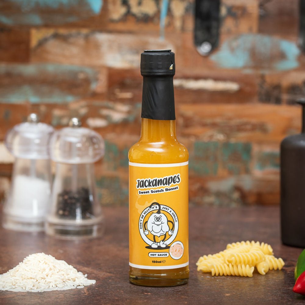 Scotch Bonnet Hot Sauce 150ml - Sweet Tropical Vegan Chilli Sauce Made with Mango, Pineapple, Lime and Cane Sugar - Made in the UK