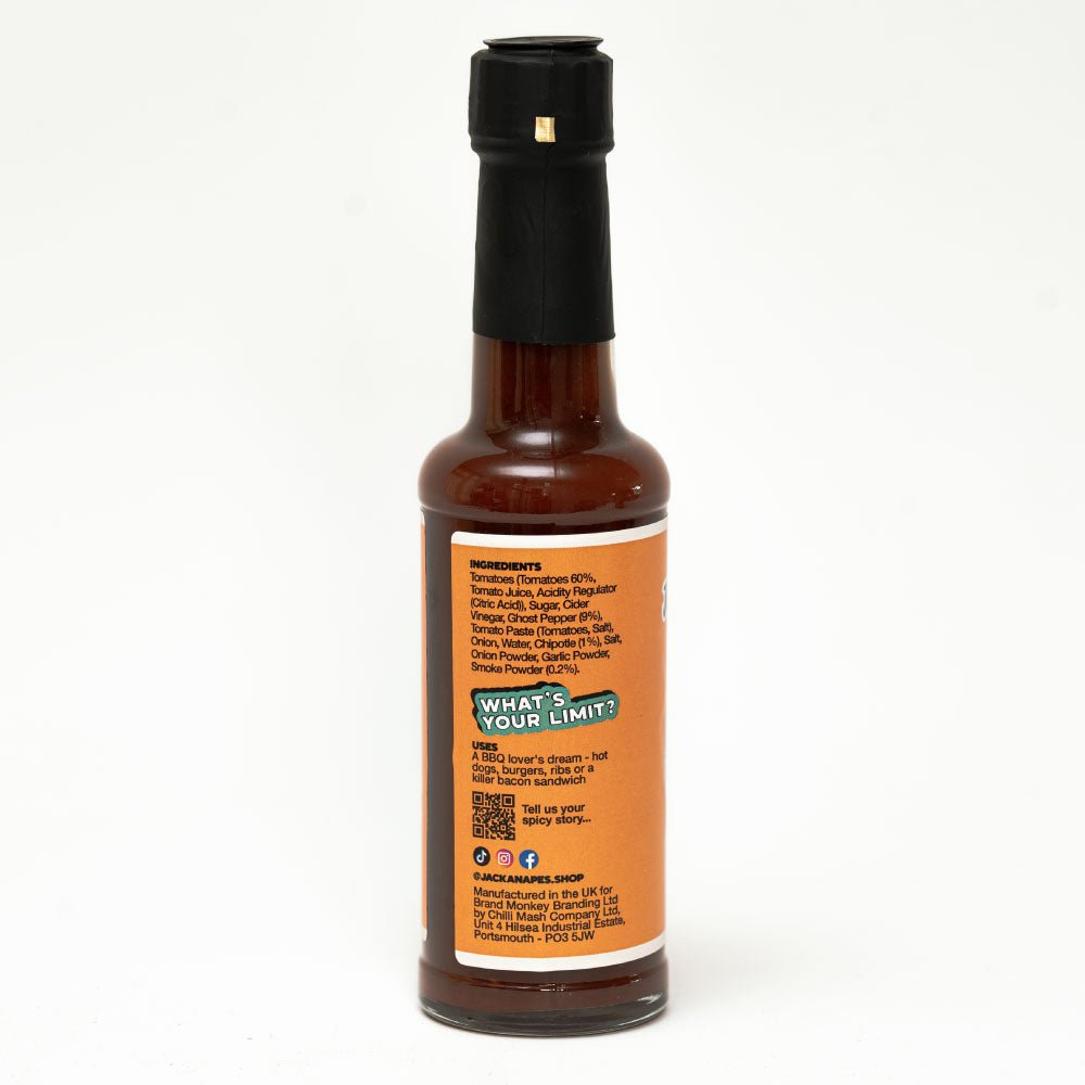 Smokin’ Ghost Hot Sauce 150ml - Very Hot Vegan Barbecue Chilli Sauce Made with Ghost Peppers - Made in the UK